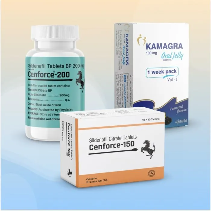 Pack of cenforce 200, 150 and Kamagra oral Jelly 100 mg